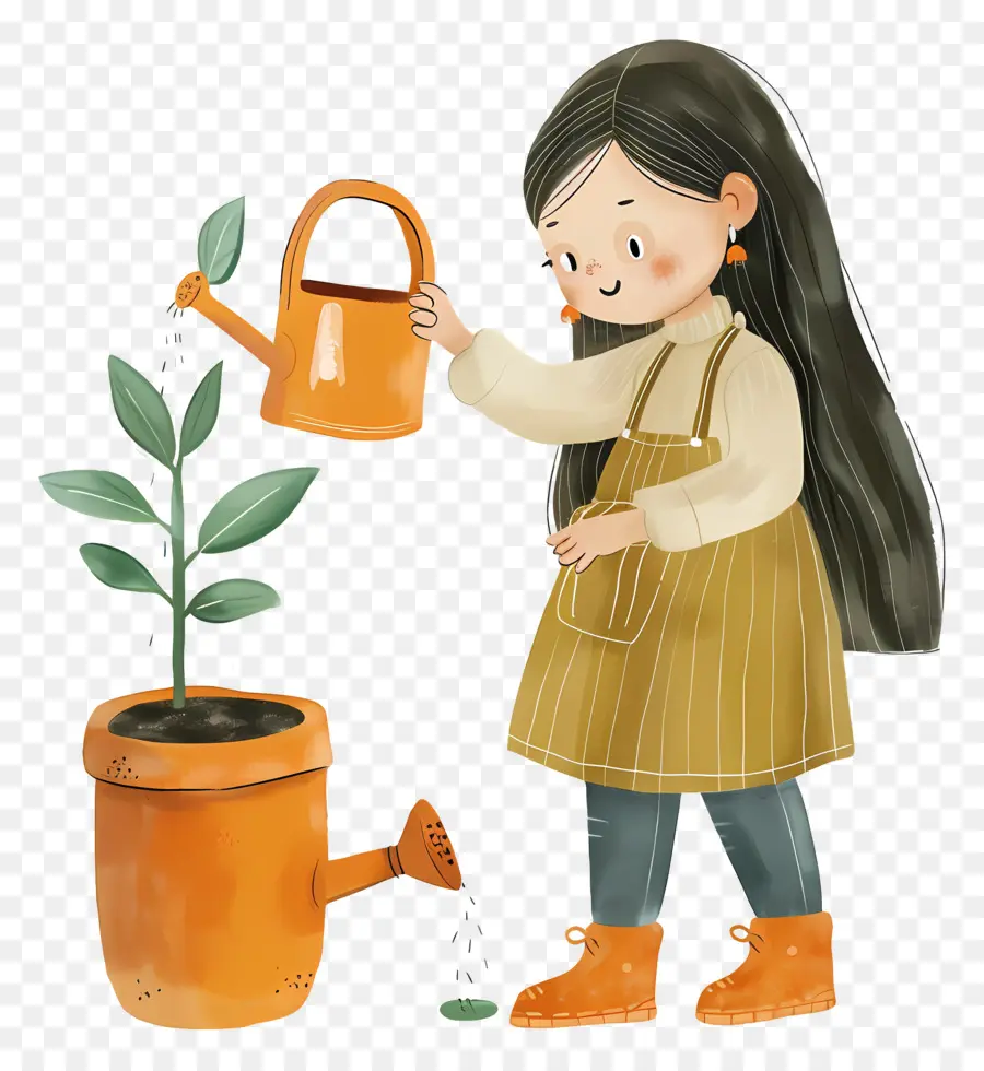 Planta De Riego De Niña，Regadera PNG