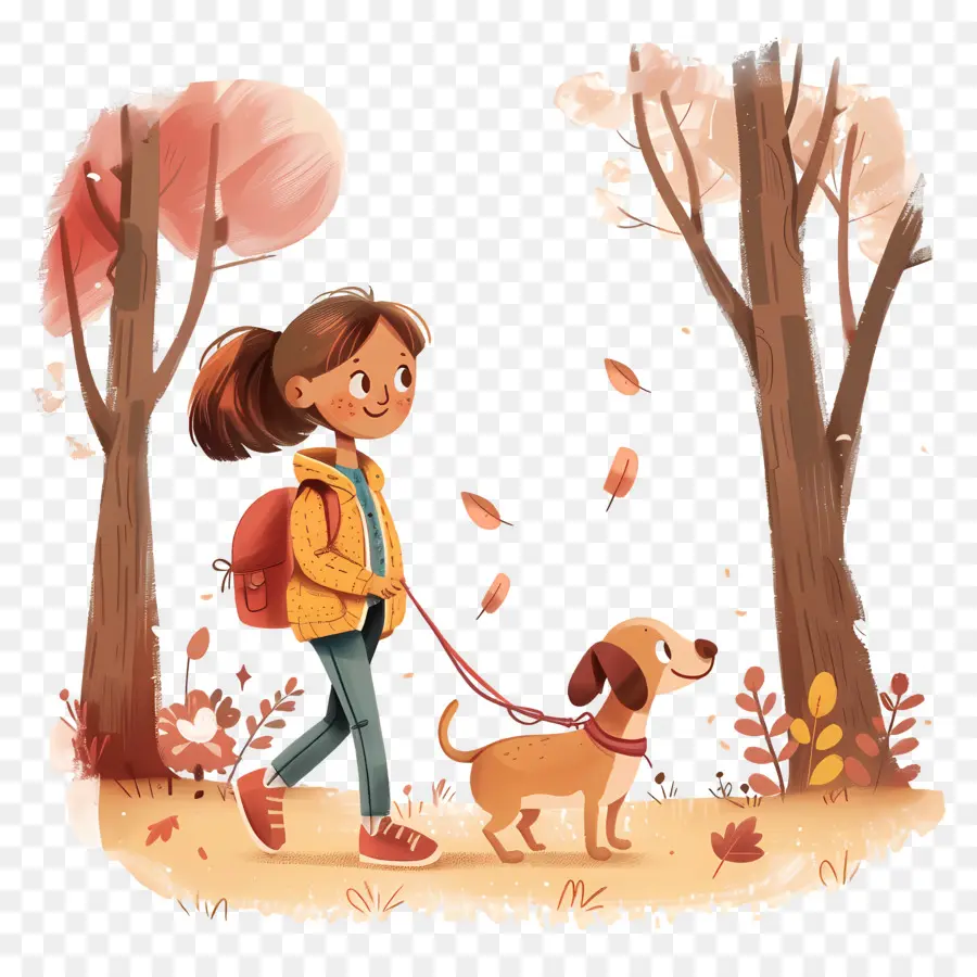 Chica Paseando Con Perro，Chica Paseando Perro PNG