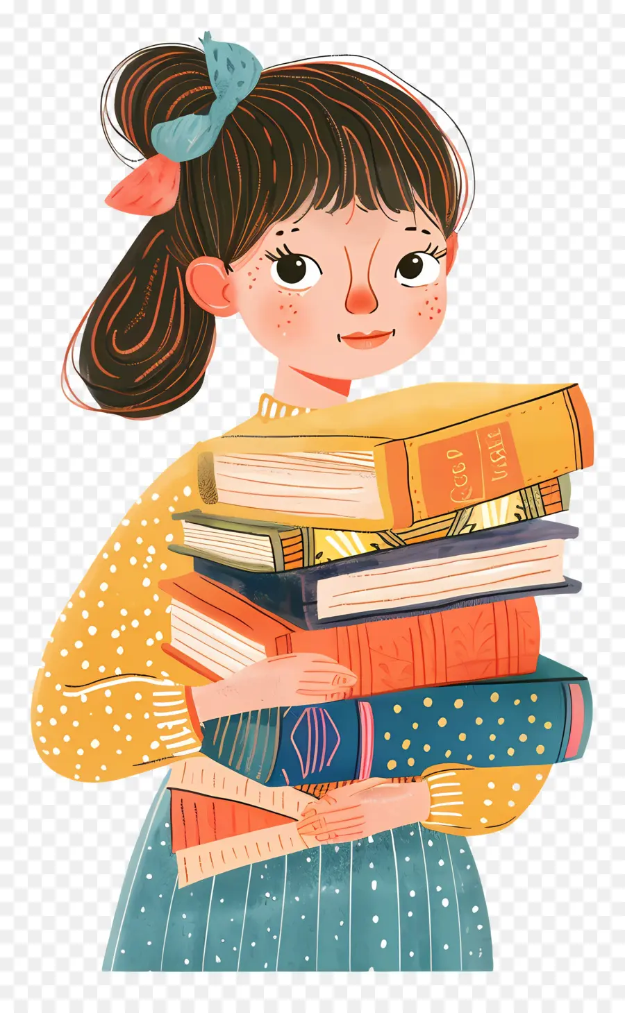 Chica Sosteniendo Libros，Chica Con Libros PNG