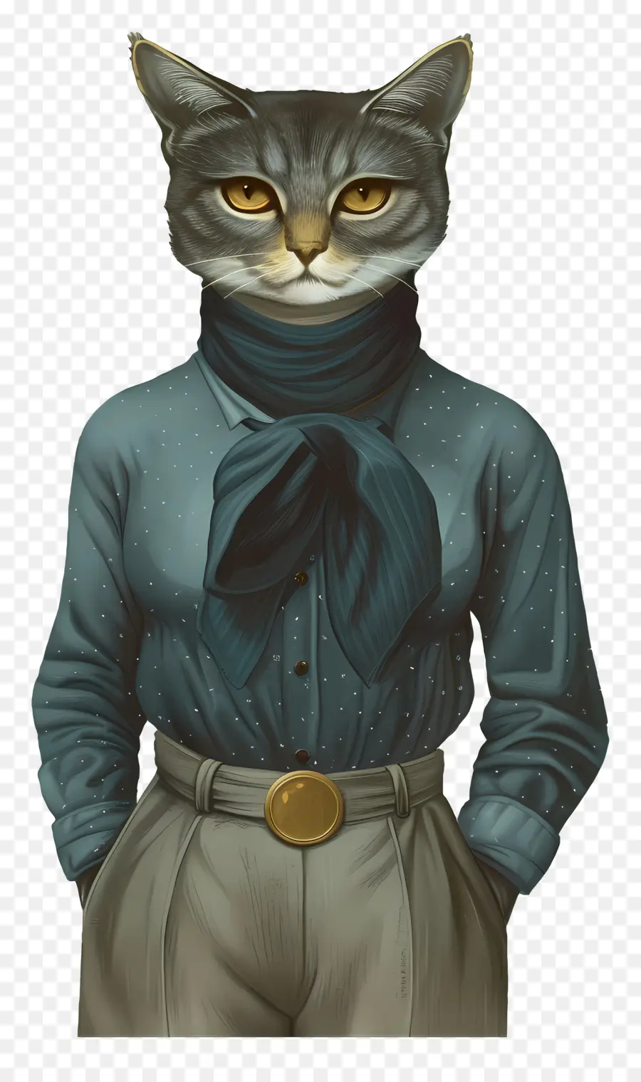 Gato De Dibujos Animados，Gato En Camisa Azul PNG