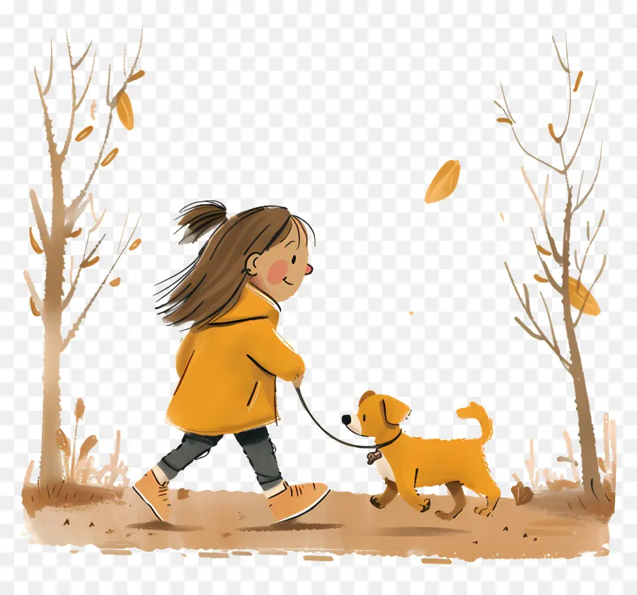 Chica Caminando Con Perro，Girl Dog Para Caminar PNG