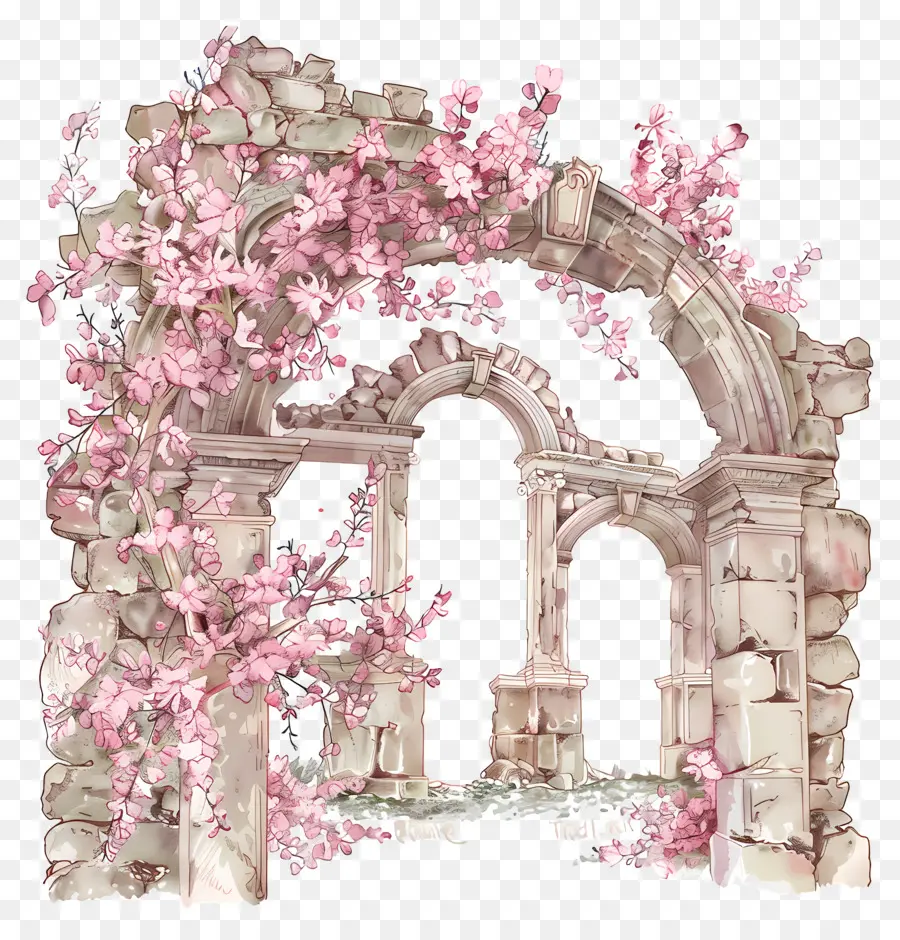 Arco De Flor Rosa，Arco Con Flores PNG