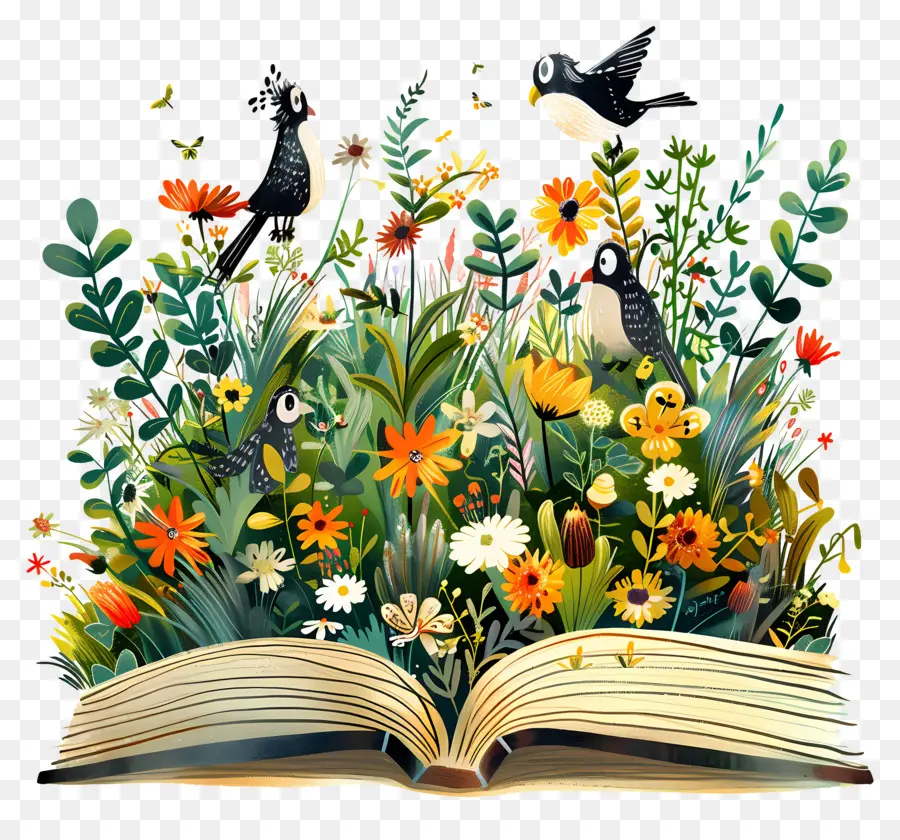 Libro Abierto，Reserva Con Flores PNG