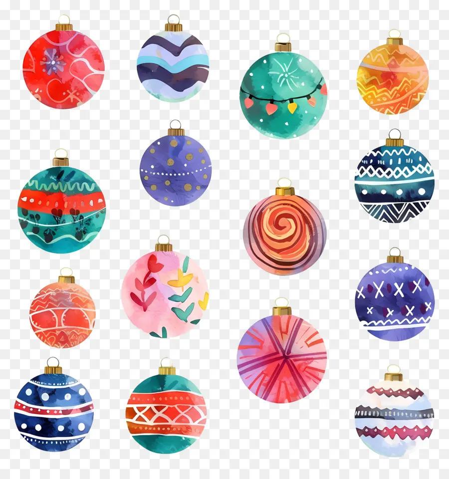 Bolas De Colores De Navidad，Adornos Navideños PNG