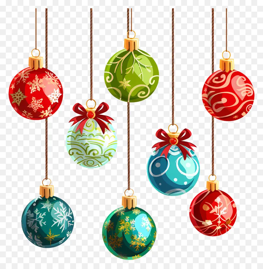 Bolas De Colores De Navidad，Adornos Navideños PNG