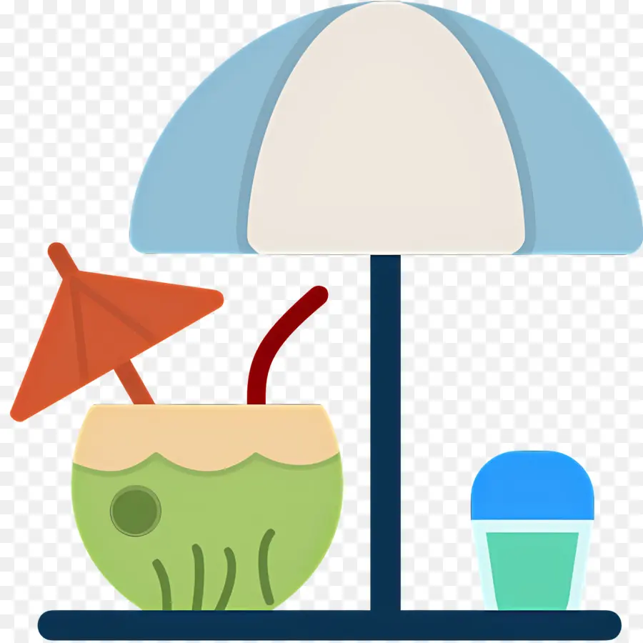 Bebida De Coco，Sombrilla De Playa Y Bebida De Coco PNG