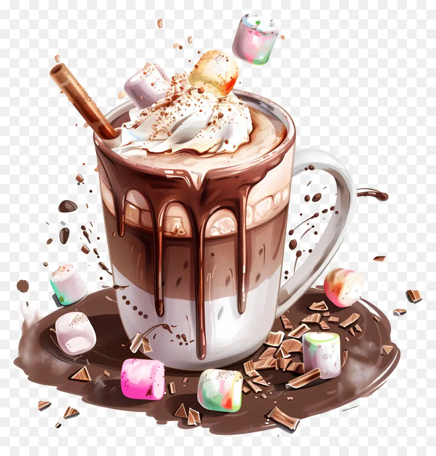 Chocolate Caliente Con Malvaviscos，Chocolate Caliente PNG