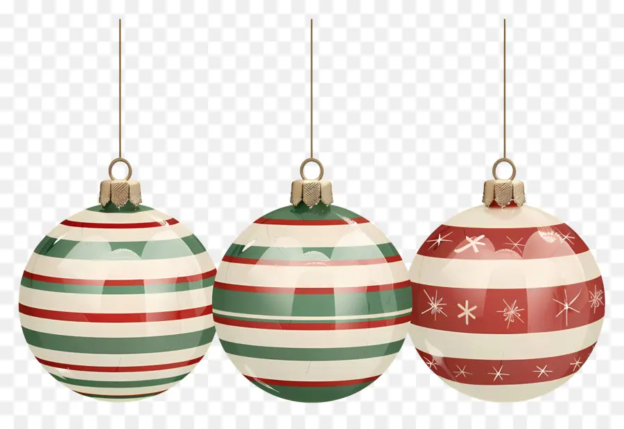 Bolas A Rayas De Navidad，Adornos De Navidad PNG