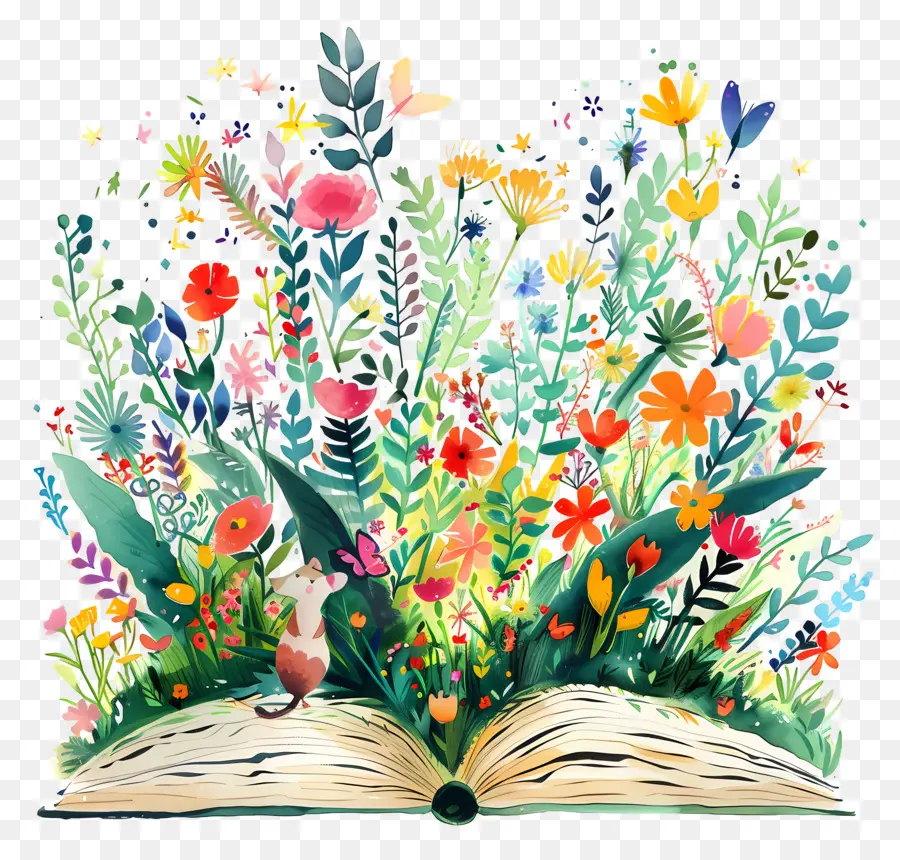 Libro Abierto，Reserva Con Flores PNG