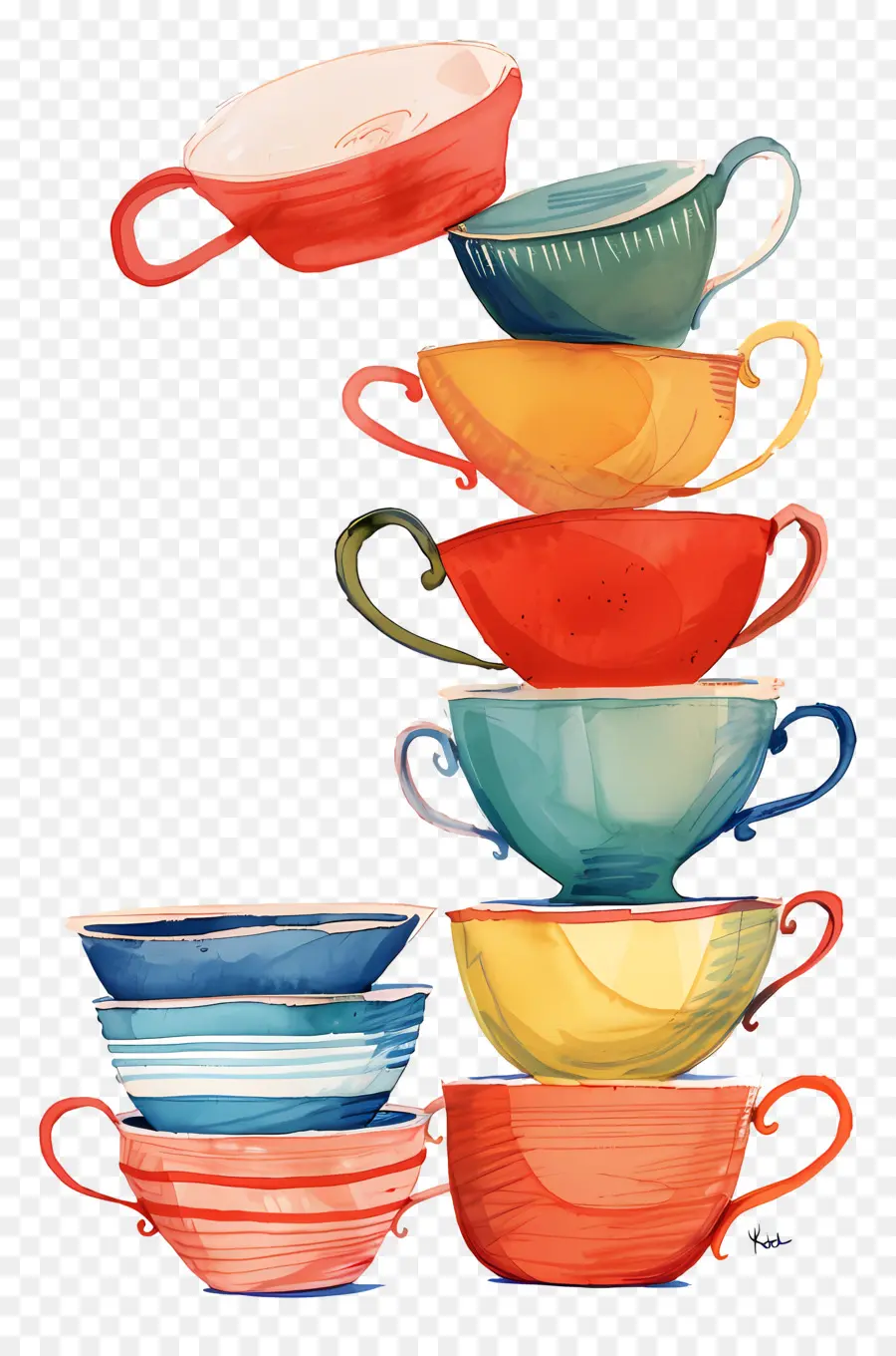 Tazas De Té Apiladas，Tazas Apiladas PNG