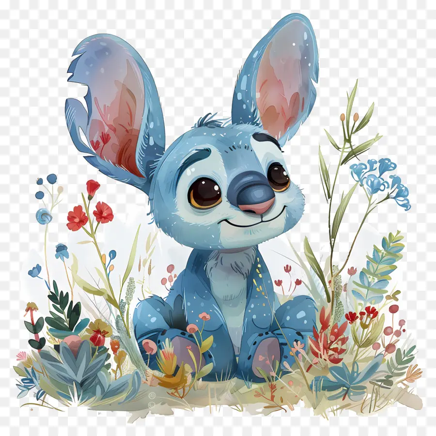 Puntada，Lindo Personaje De Dibujos Animados Azules PNG