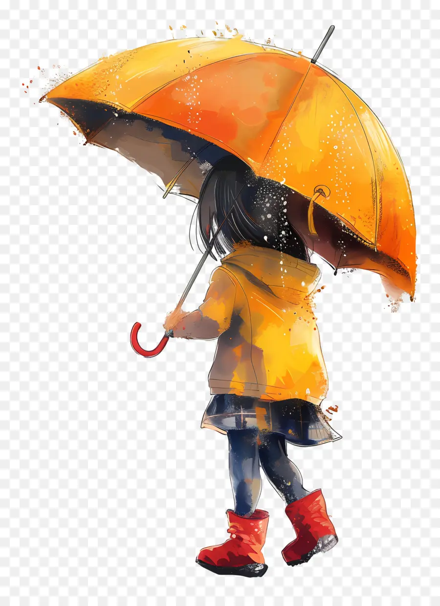 Niña Con Paraguas，Impermeable PNG