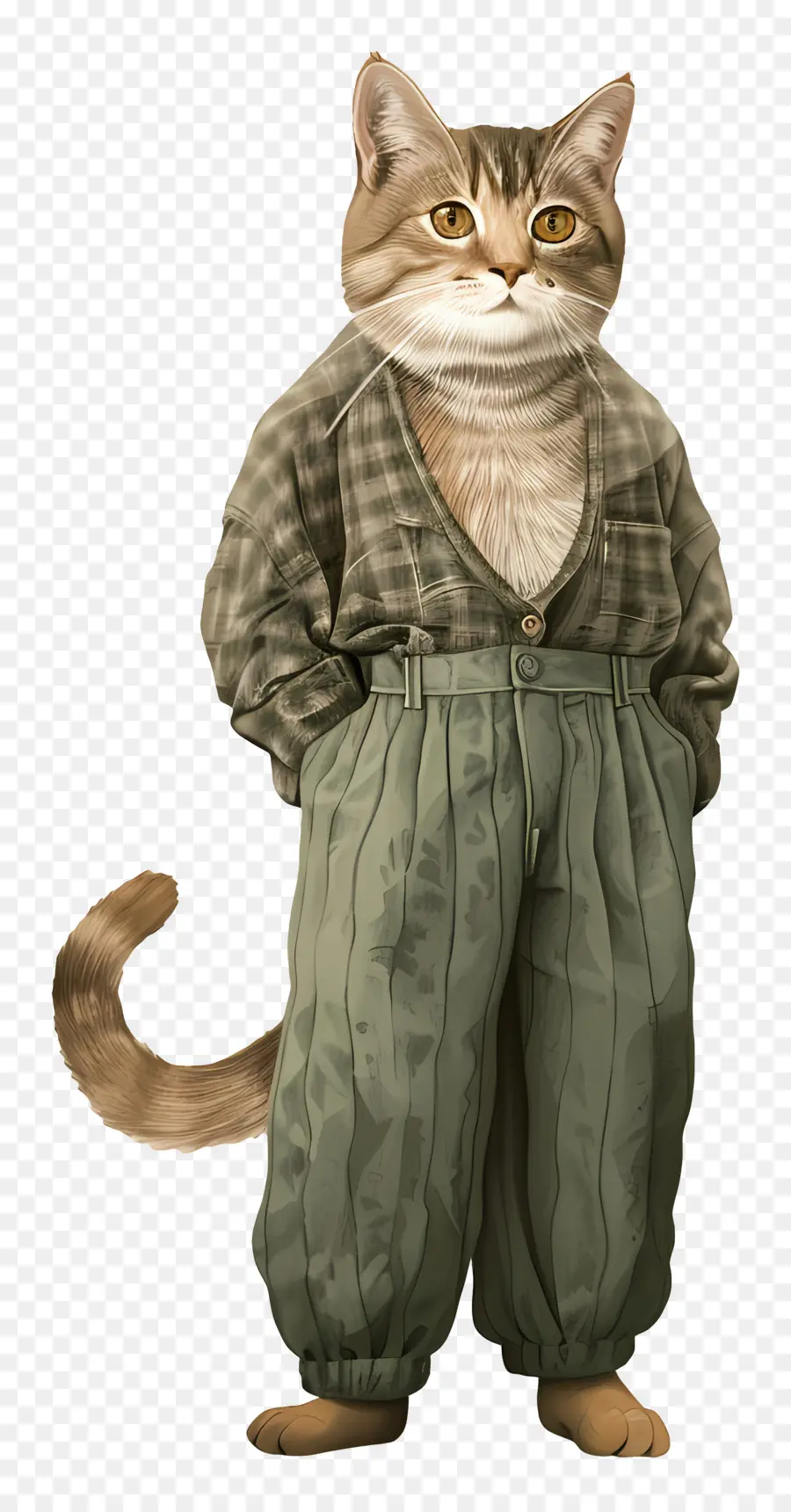 Gato De Dibujos Animados，Gato En Camisa Verde PNG