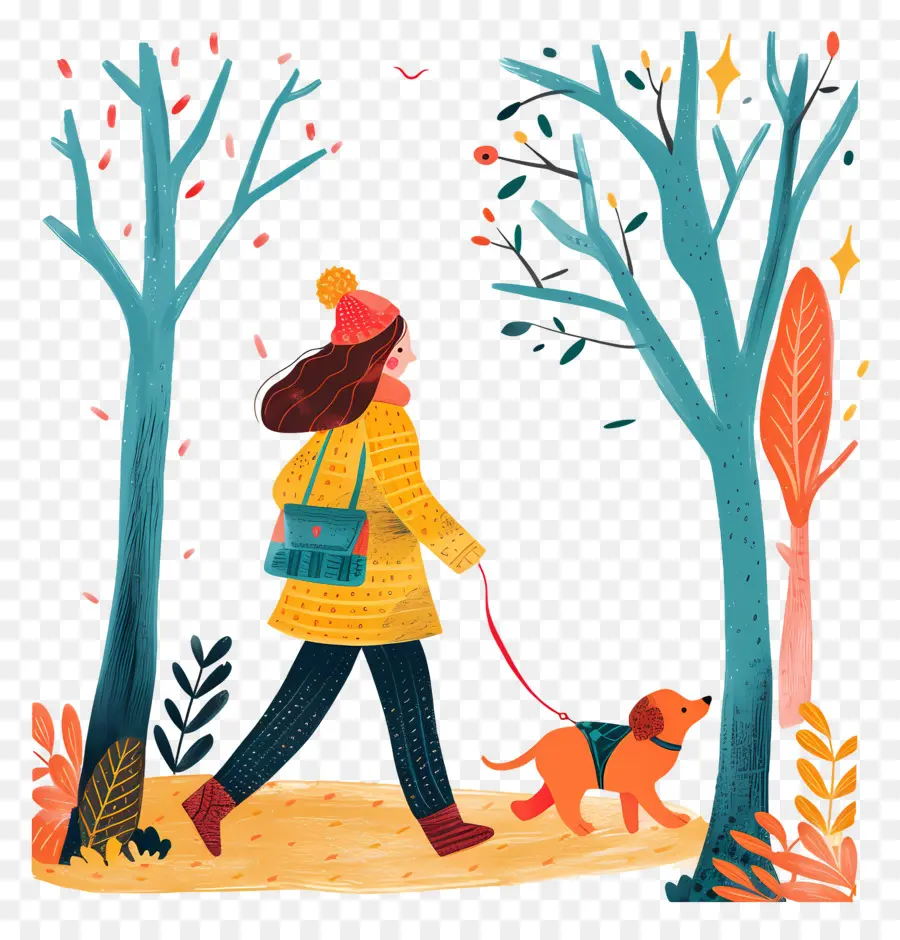 Chica Caminando Con Perro，Mujer Perro Paseando PNG