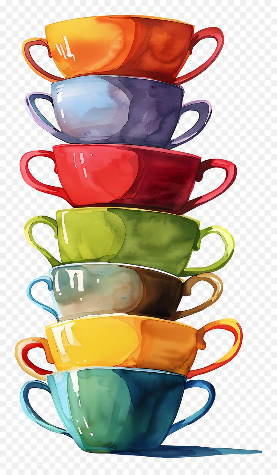 Tazas De Té Apiladas，Tazas Coloridas PNG