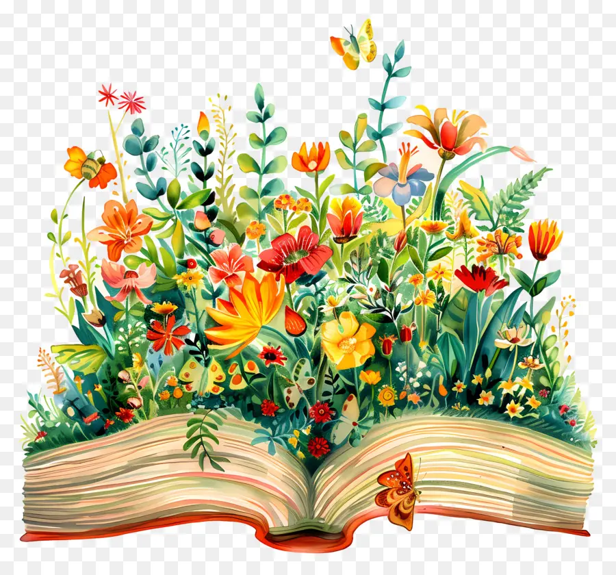 Libro Abierto，Reserva Con Flores PNG