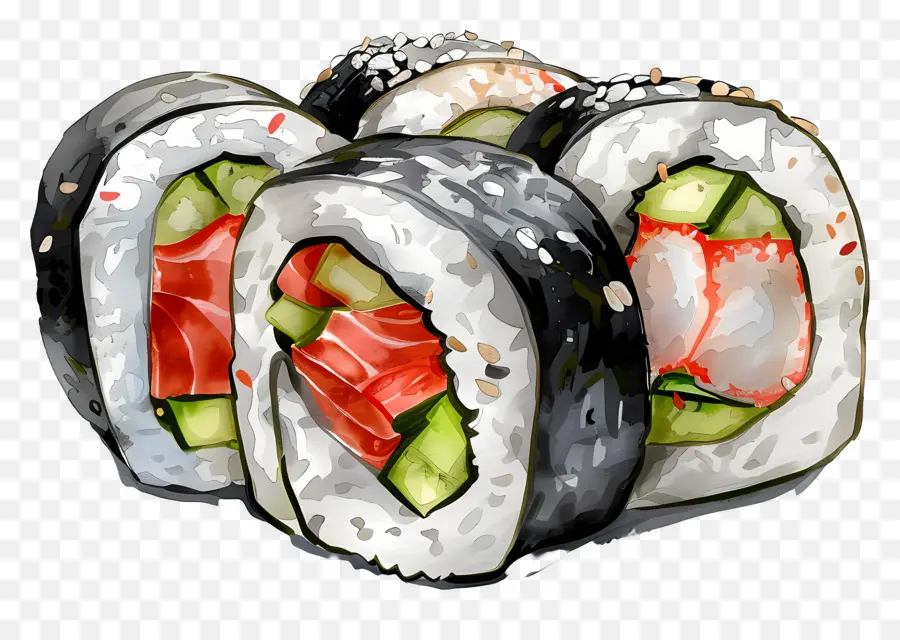 Rollo De Sushi，Piezas De Sushi PNG