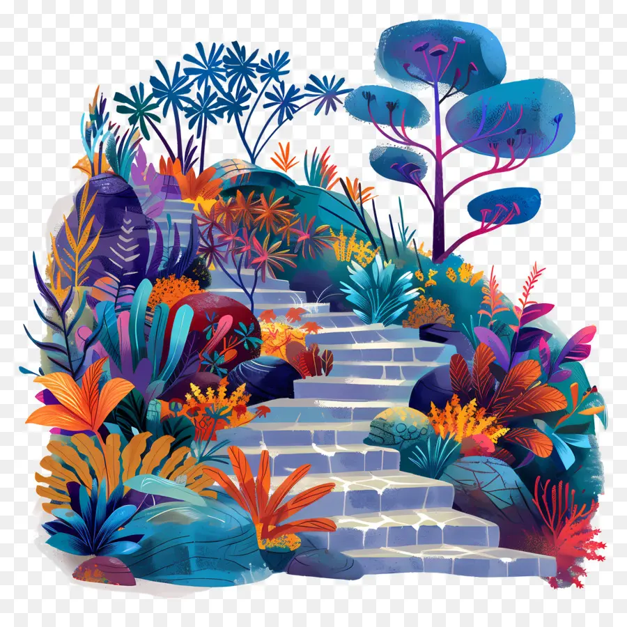 Camino De Jardín，Jardín Colorido PNG