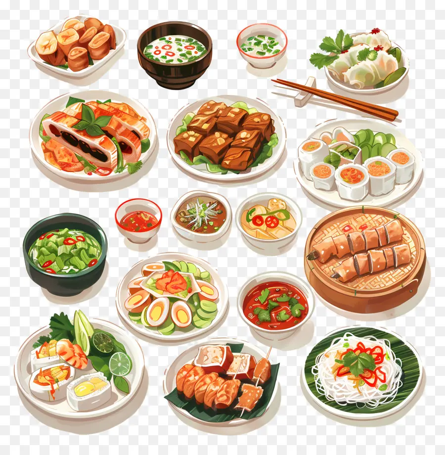 La Cocina Vietnamita，Varios Platos PNG