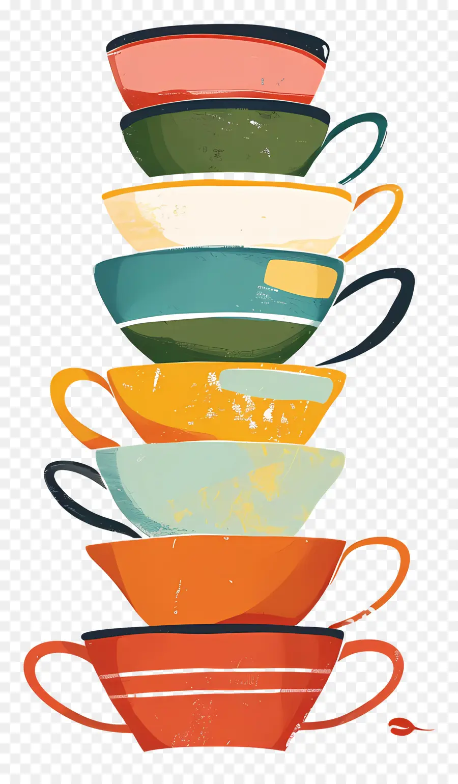 Tazas De Té Apiladas，Tazas Coloridas PNG