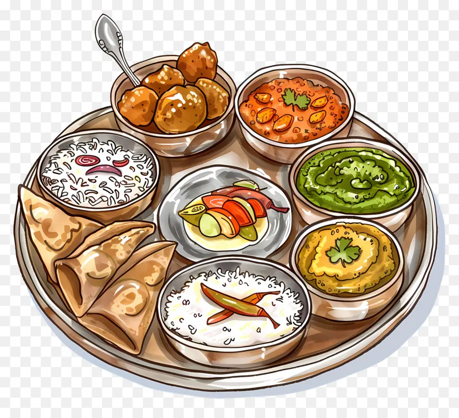 Plato Thali Indio，Thali PNG