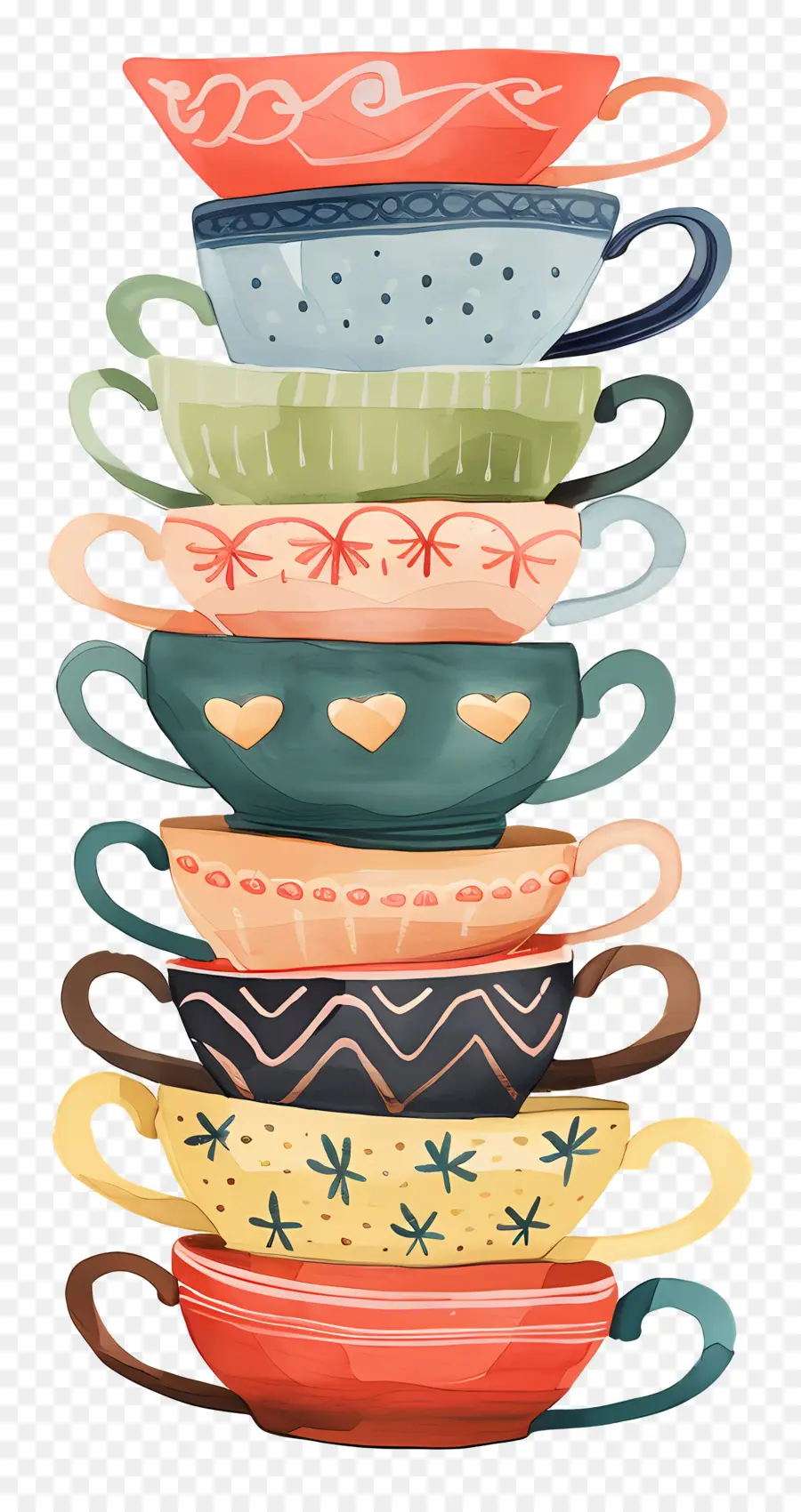 Tazas De Té Apiladas，Apilados Tazas PNG