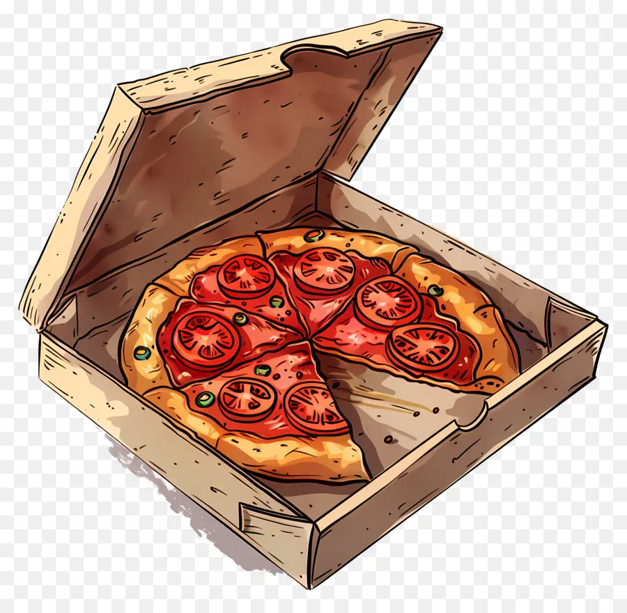 Pizza En Caja，Pizza PNG