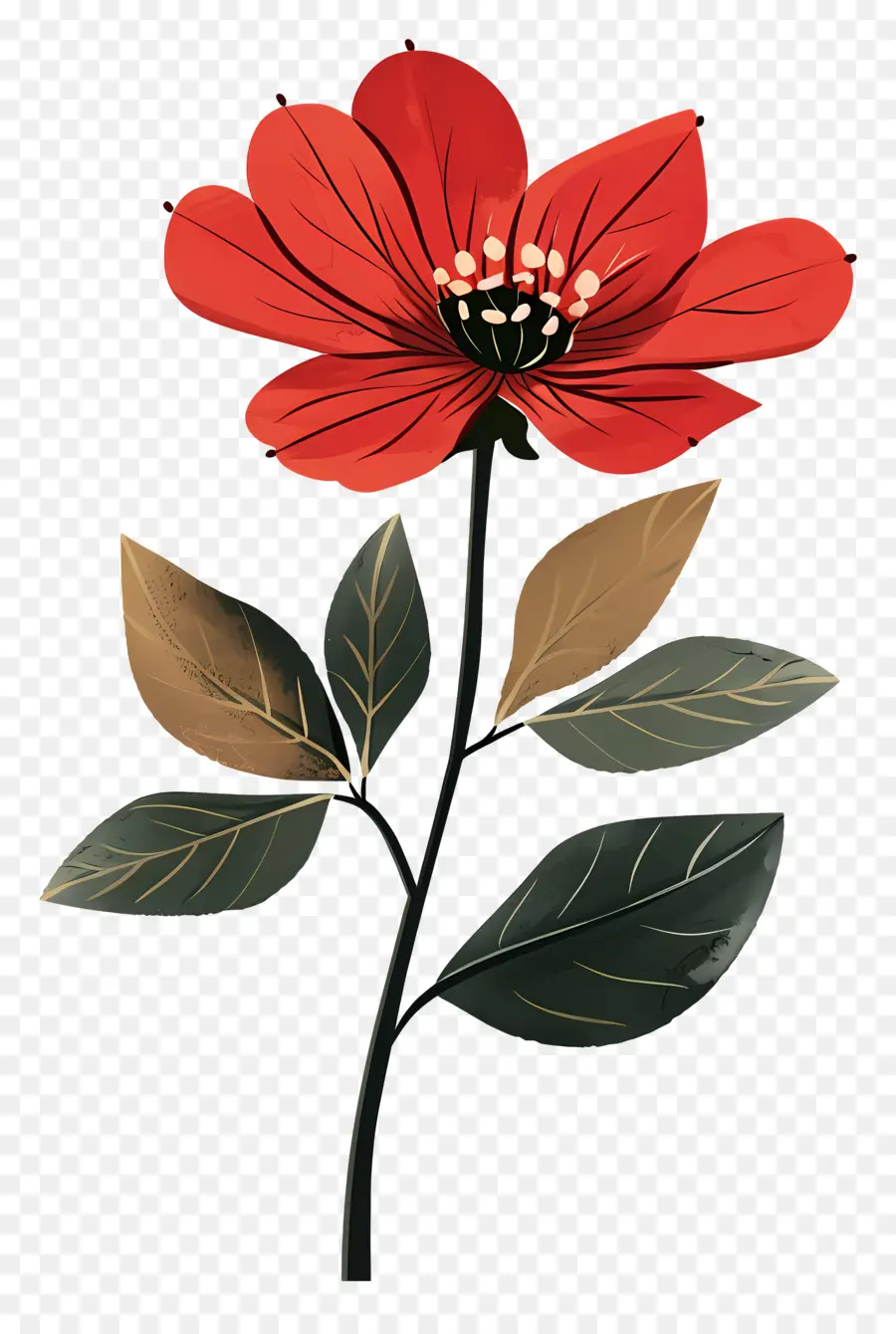 Flor Roja，Hojas PNG