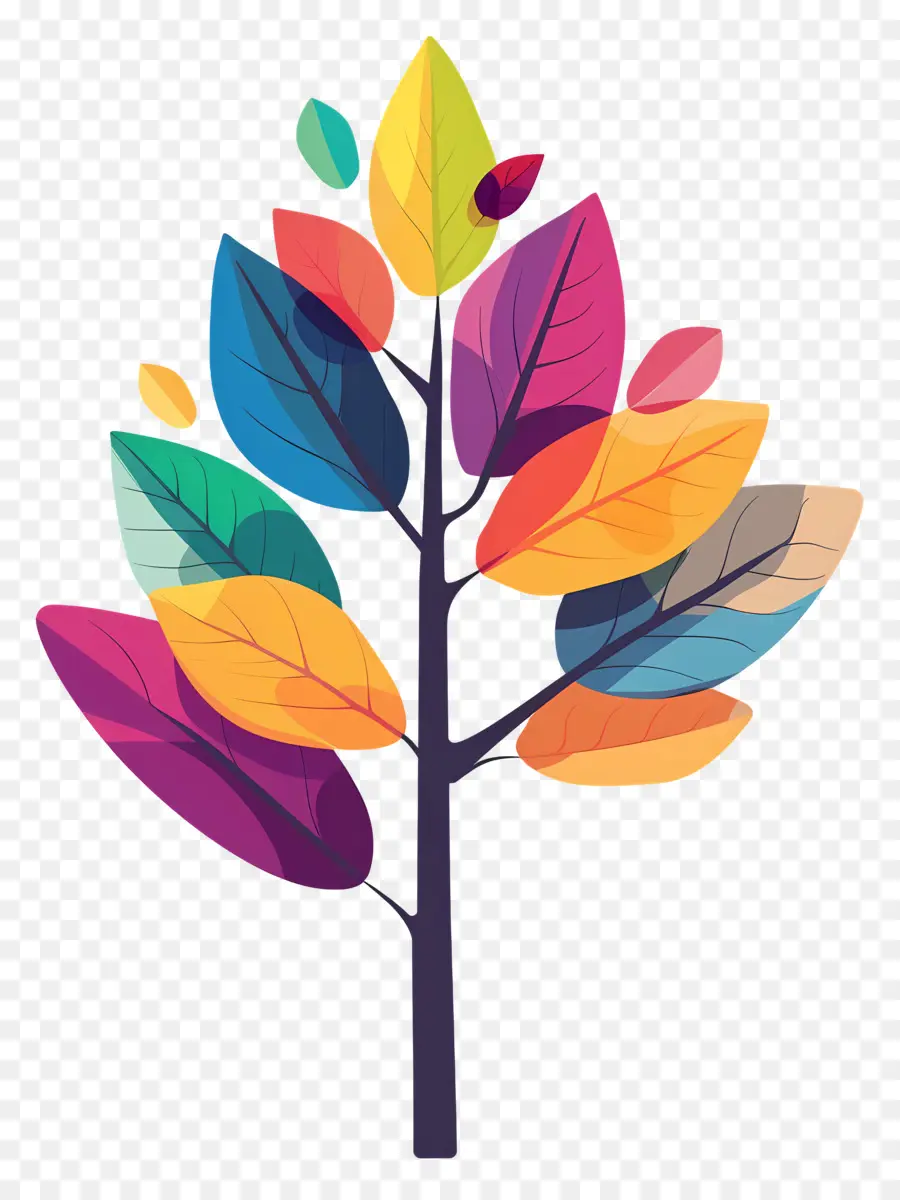 Hoja De Otoño En El árbol，Colorido árbol PNG