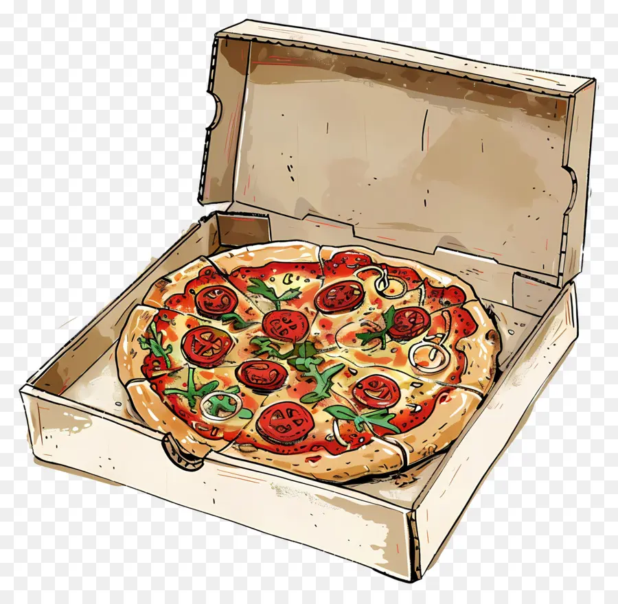 Pizza En Caja，Pizza PNG