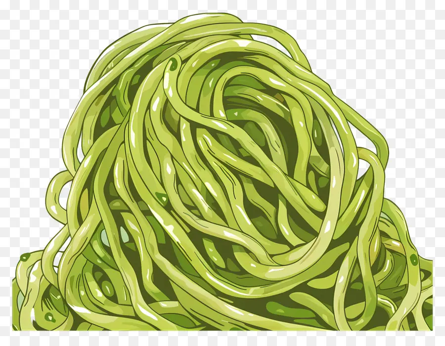 Espaguetis，Fideos Verdes PNG