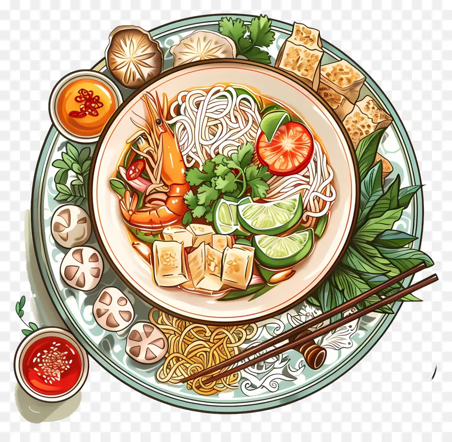 La Cocina Vietnamita，Plato De Fideos PNG