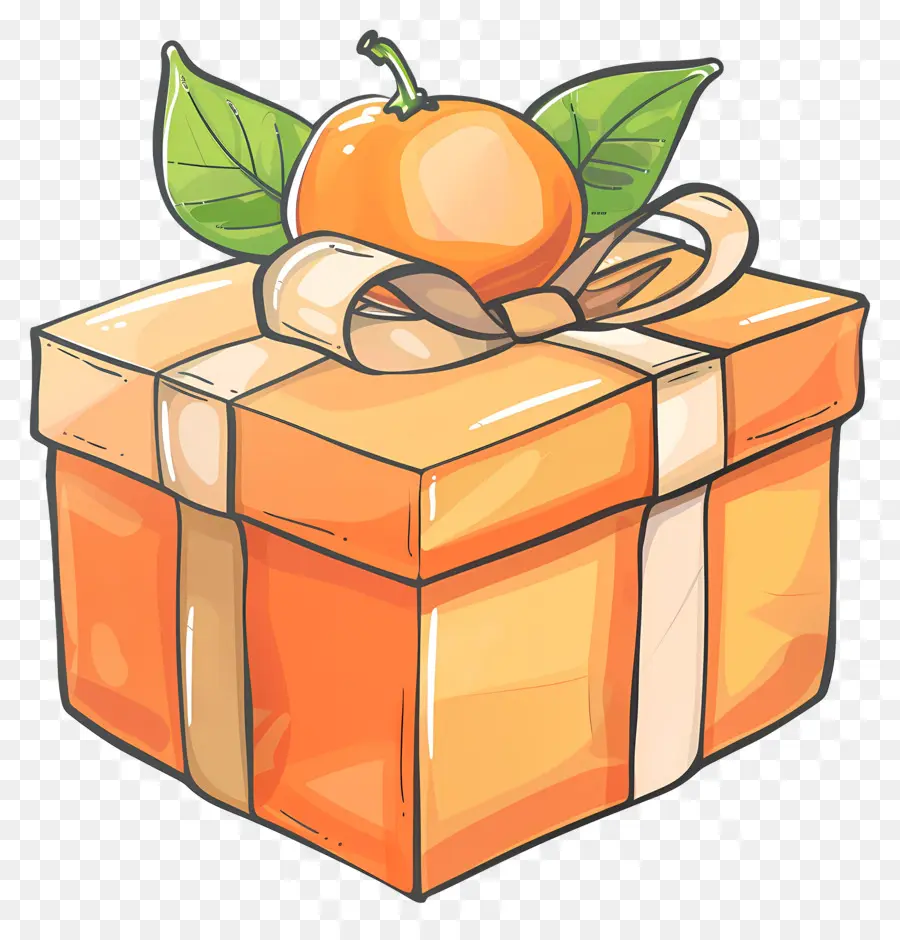 Naranja De La Caja De Regalo，Caja De Regalo PNG