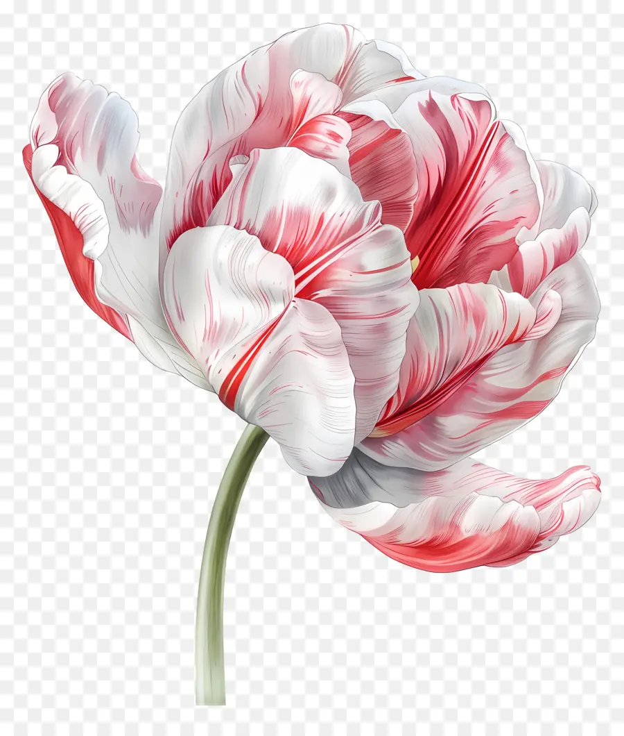 Flor De Tulipán，Flor Roja Y Blanca PNG