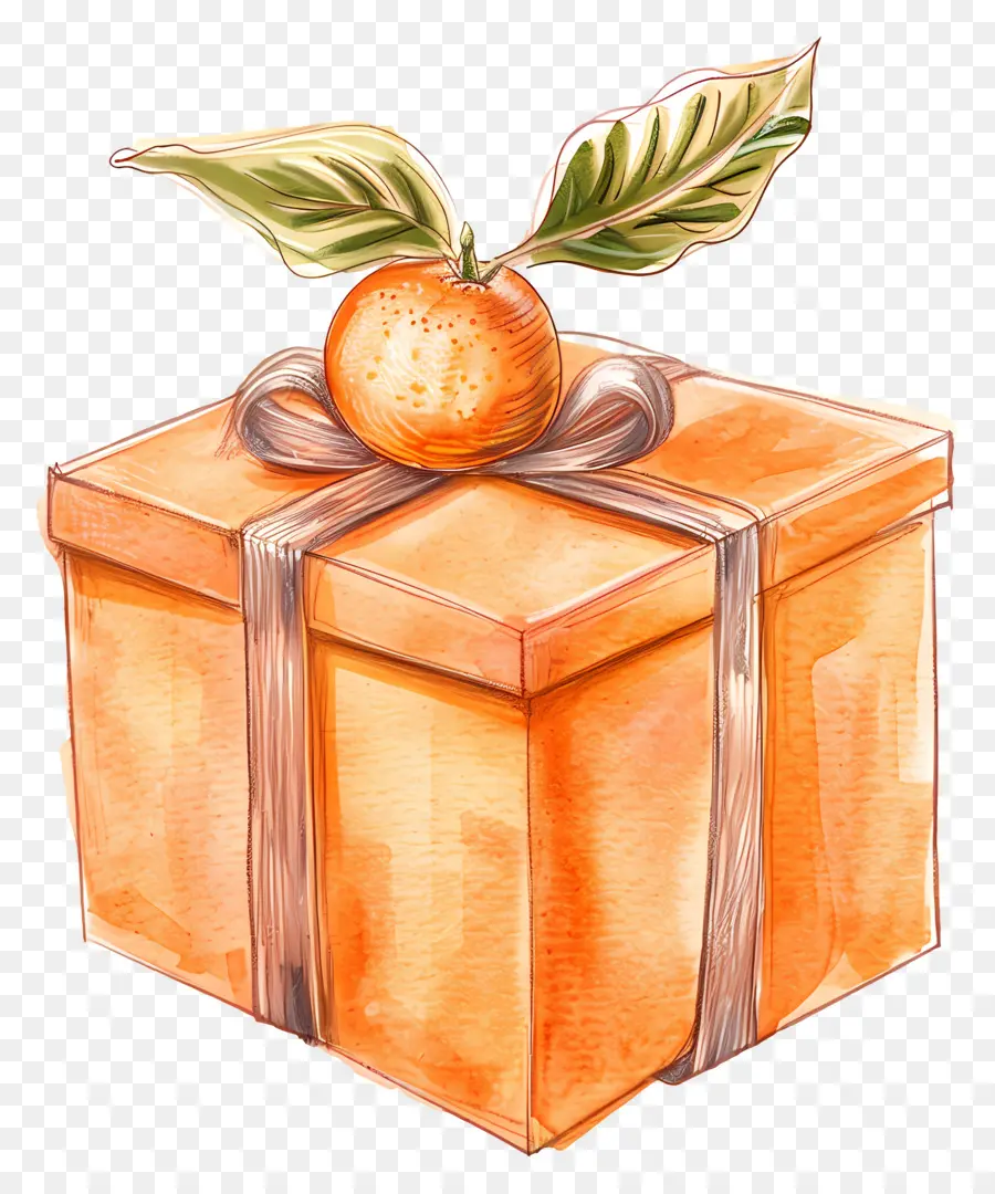 Naranja De La Caja De Regalo，Caja De Regalo PNG