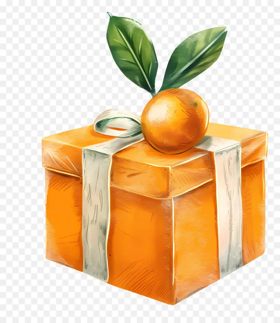 Naranja De La Caja De Regalo，Caja De Regalo PNG