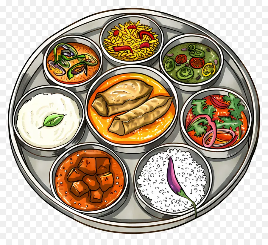 Plato Thali Indio，Thali PNG