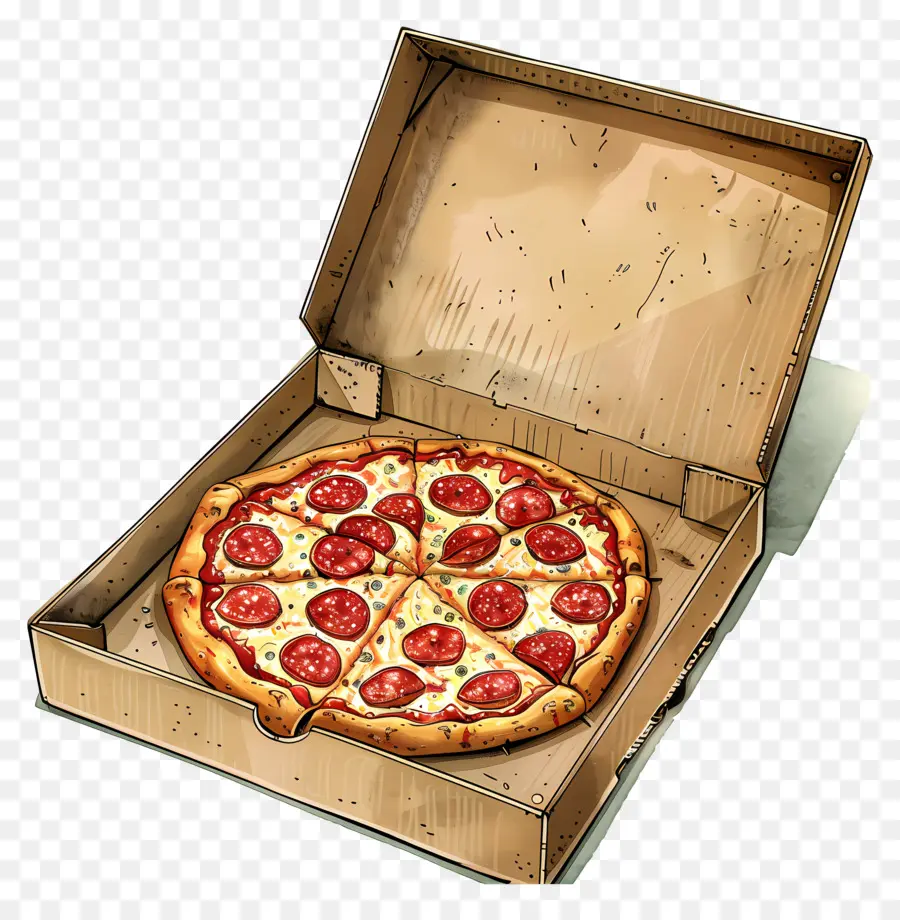 Pizza En Caja，Pizza PNG