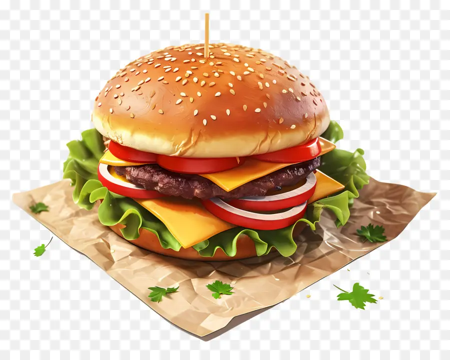 Hamburguesa Con Queso，Lechuga PNG