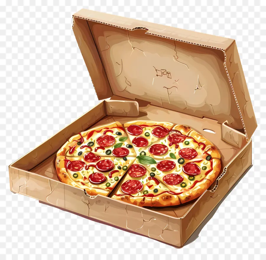 Pizza En Caja，Pizza PNG