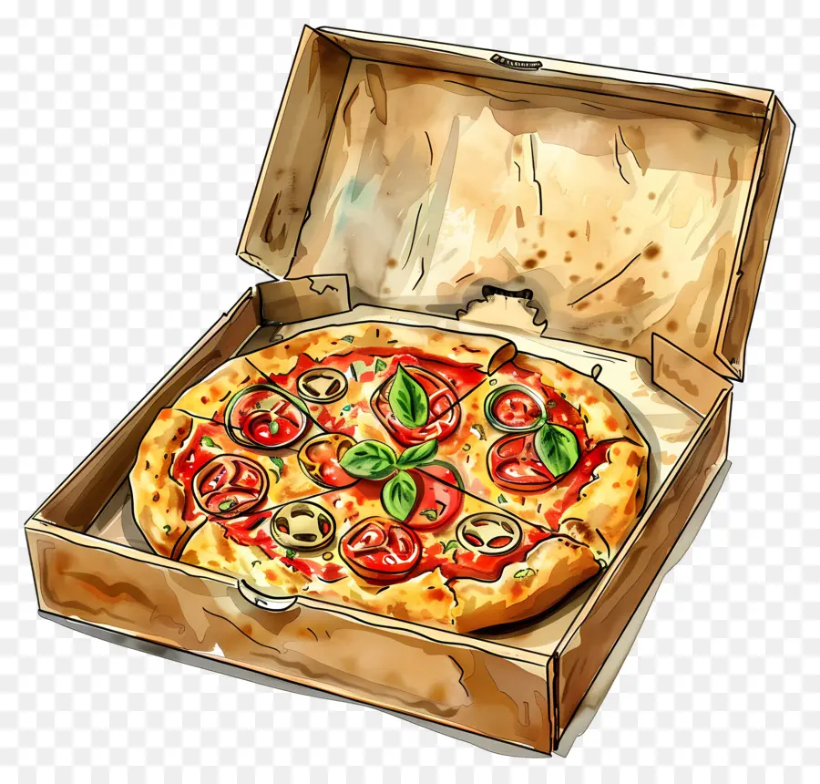 Pizza En Caja，Pizza PNG