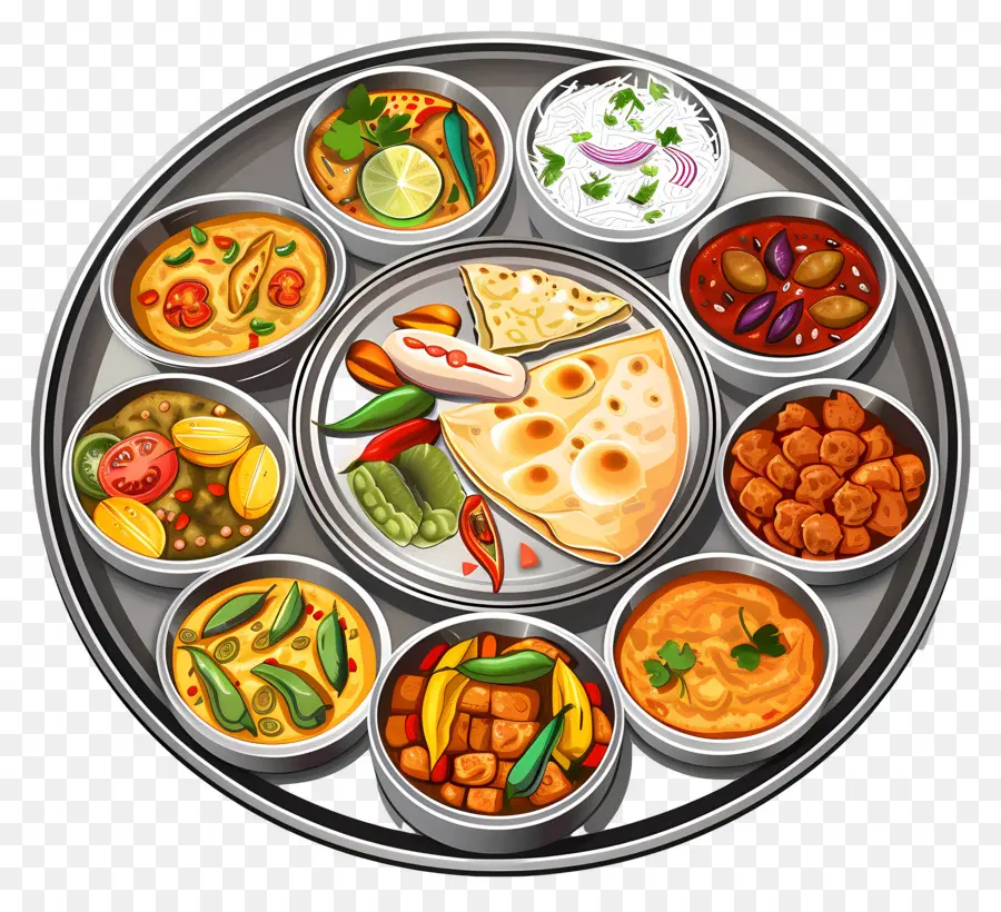 Plato Thali Indio，Thali PNG