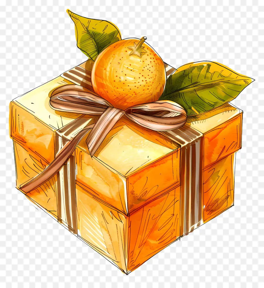 Caja De Regalo Naranja，Caja De Regalo PNG