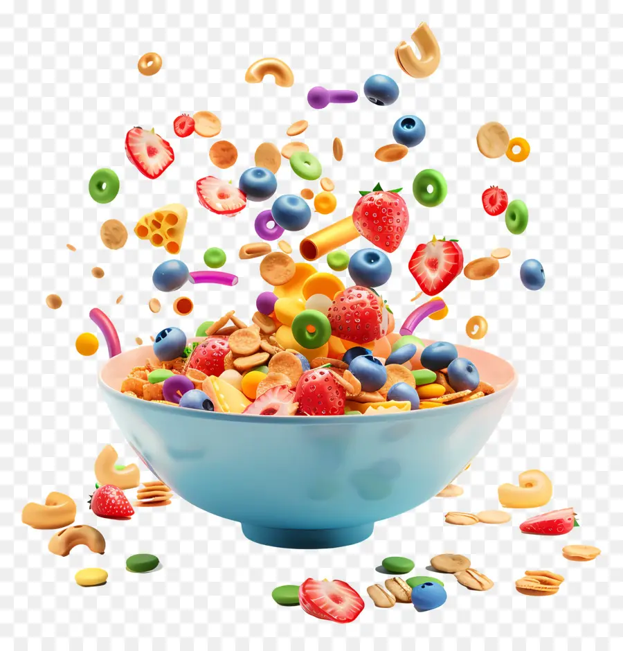 Cereales De Desayuno，Tazón De Cereal Colorido PNG