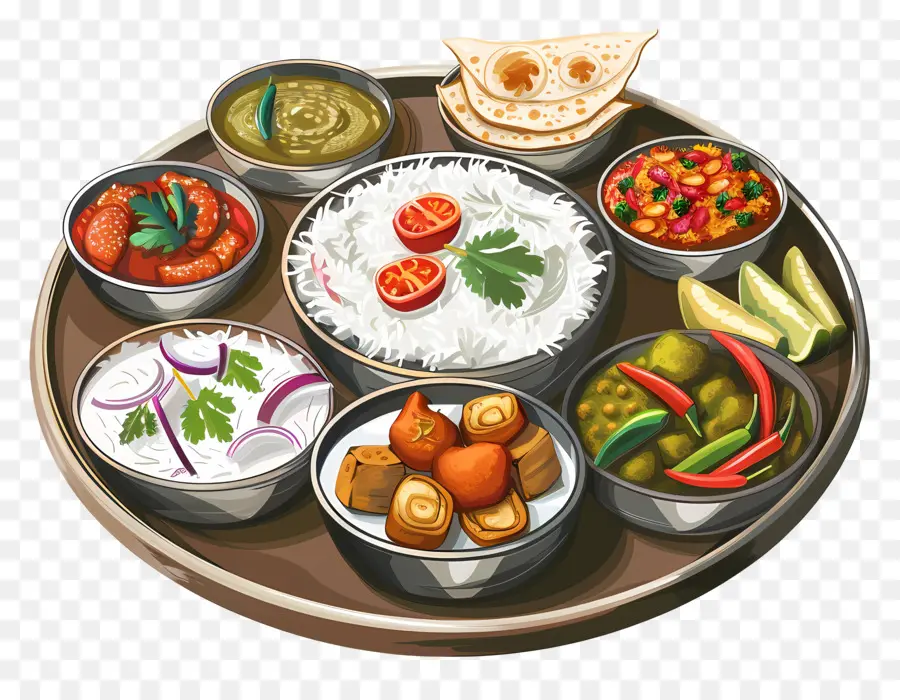 Plato Thali Indio，Thali PNG