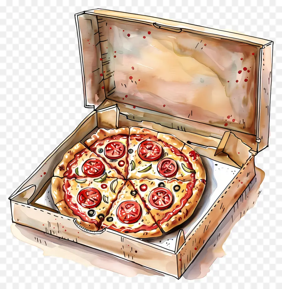 Pizza En Caja，Pizza PNG