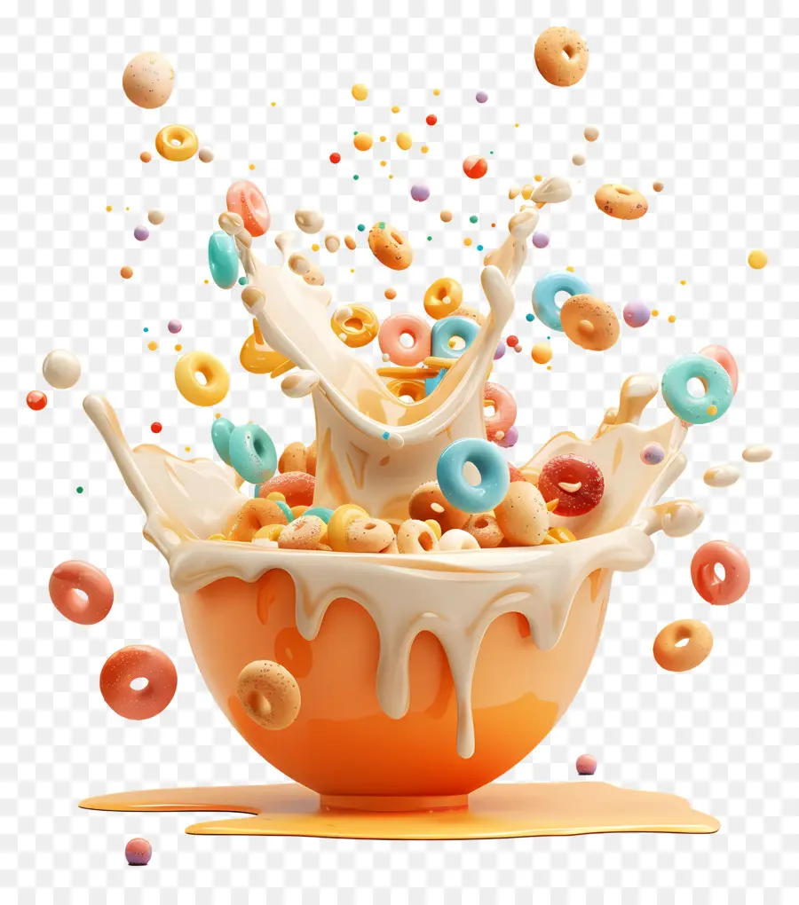 Cereales De Desayuno，Salpicaduras De Cereal En Leche PNG