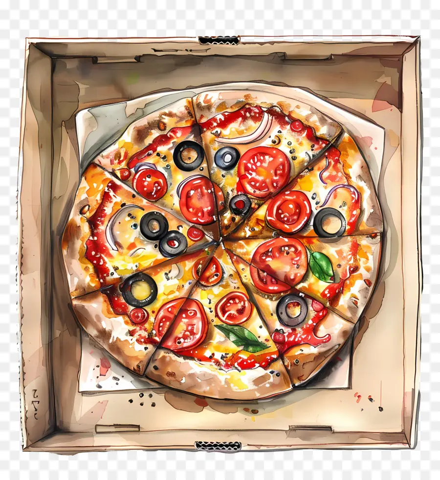 Pizza En La Caja，Pizza PNG