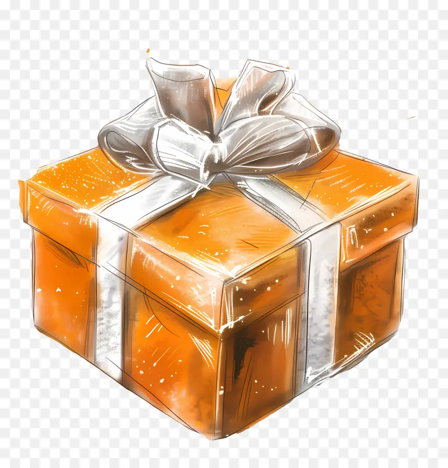 Naranja De La Caja De Regalo，Caja De Regalo PNG