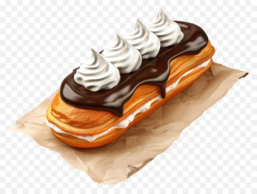 Rayo，Eclair De Chocolate Con Crema PNG